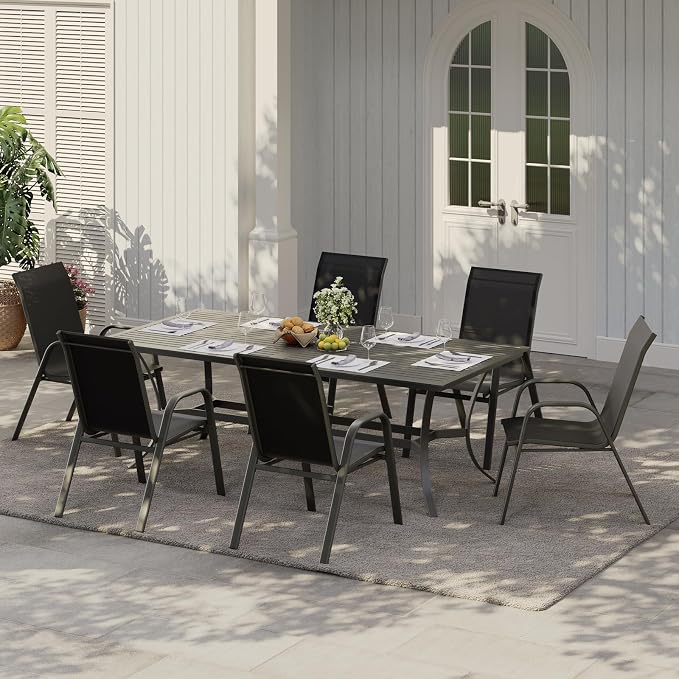 Stackable Outdoor Patio Dining Chairs Set of 4 – High Back Textilene Chairs - Image 7