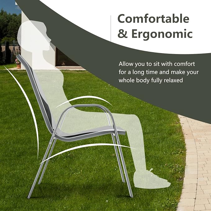 Giantex Patio Chairs Set of 2, Stackable Outdoor Dining Chairs - Image 7