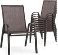 24.4" Wide Outdoor Stackable Chairs Set of 8 | Stacking Patio Chairs by Villeston