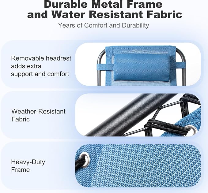 Nazhura Set of 2 Relaxing Recliners Patio Chairs Adjustable Steel Mesh Zero - Image 5