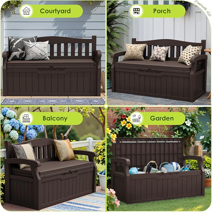 Greesum 80 Gallon Heavy-Duty Outdoor Storage Bench - Image 4