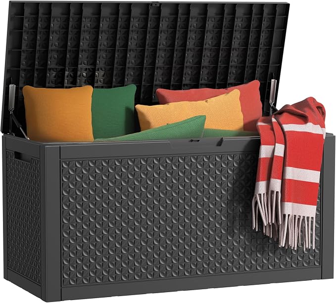 101 Gallon Waterproof Outdoor Storage Box, UV Resistant Resin Deck Box by KFY