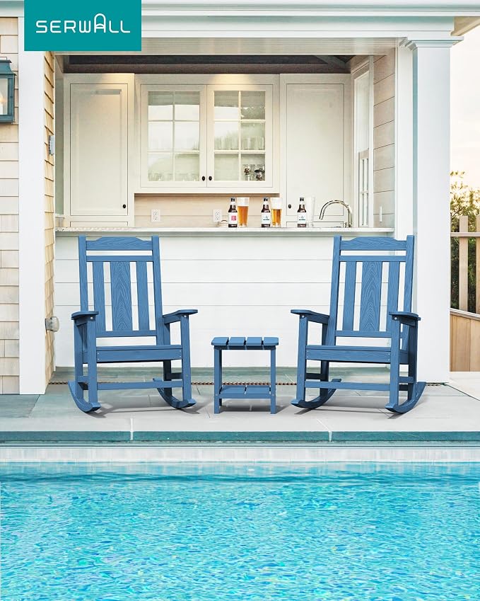 SERWALL Outdoor Rocking Chairs Set of 2, HDPE Porch Rocker Outdoor - Image 2
