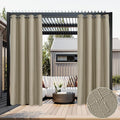 Linen Outdoor Curtains for Patio Waterproof 2 Pcs 54x95 In Taupe | Light by HolidayIdeas