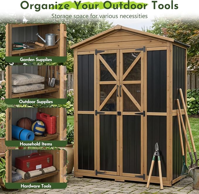 Outdoor Wooden Storage Shed Cabinet - Image 8