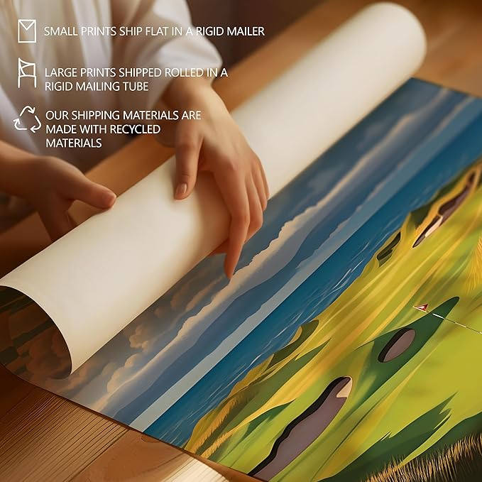 Golf Course Premium Giclee Fine Art Prints - Augusta, Pebble Beach, Pinehurst, Golf Course Posters, Golf Wall Art, Aesthetic Poster for Home Office Decor, Ready to Frame