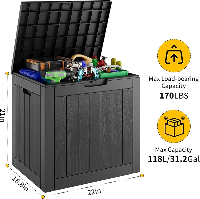 32 Gallon Outdoor Storage Box 2 Pack All-Weather Deck Box - Image 2