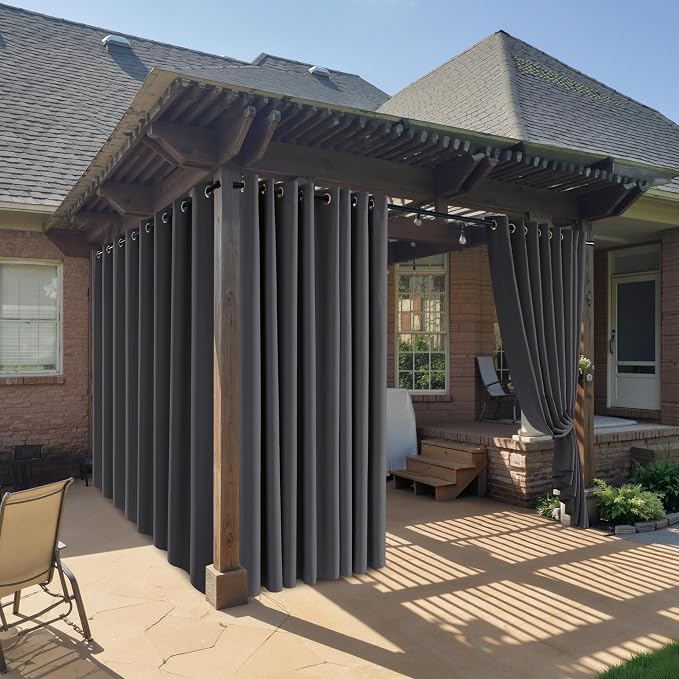RYB HOME Outdoor Curtains for Patio Deck, Waterproof & Block Sunlight | Thermal by RYBHOME