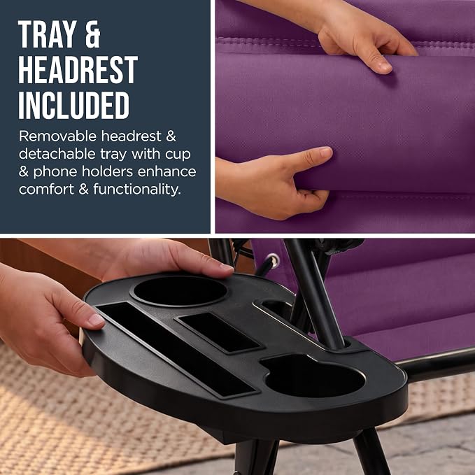 Best Choice Products Oversized Padded Zero Gravity Chair w/Canopy Headrest Cup - Image 9