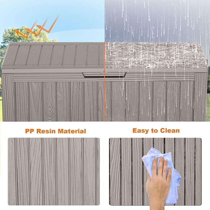 PatioZen 75 Gallon Resin Deck Box, Lockable Patio Outdoor Storage Box - Image 5