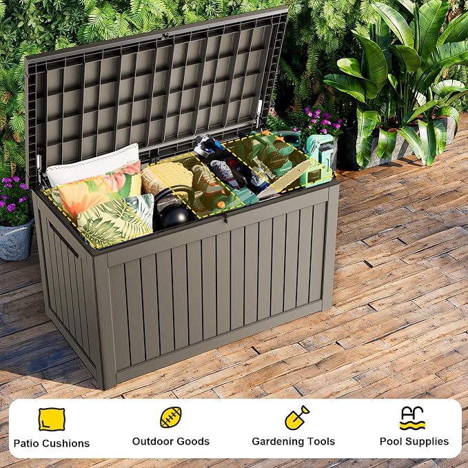 280 Gallon Waterproof Outdoor Storage Box, UV Resistant Resin Deck Box - Image 5