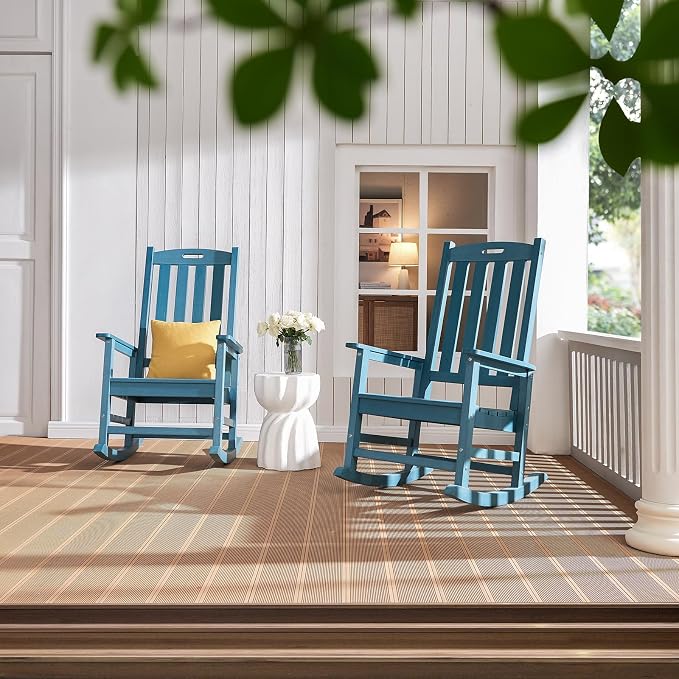 Outdoor Rocking Chairs Set of 2, Oversized Porch Rocker | Weather Resistant - Image 6