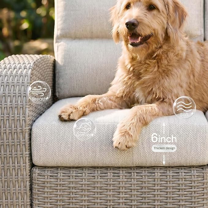 Oversized 2 Pieces Wicker Outdoor Recliner Loveseat - Image 4