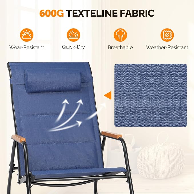 VINGLI Outdoor Rocking Chair, Textilene Mesh Patio Rocker, Outdoor Rocker - Image 5