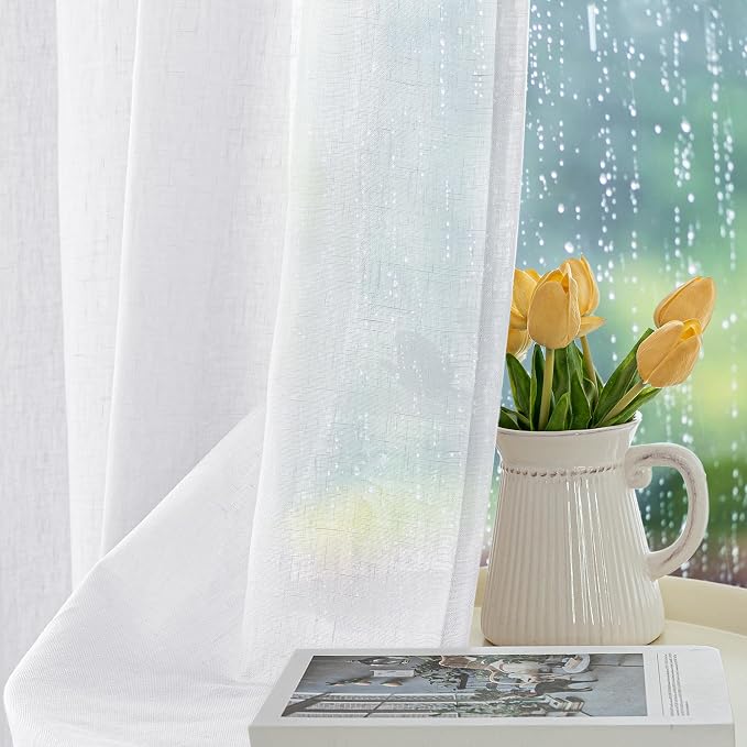 Semi Voile White Sheer Outdoor Curtains - Image 2