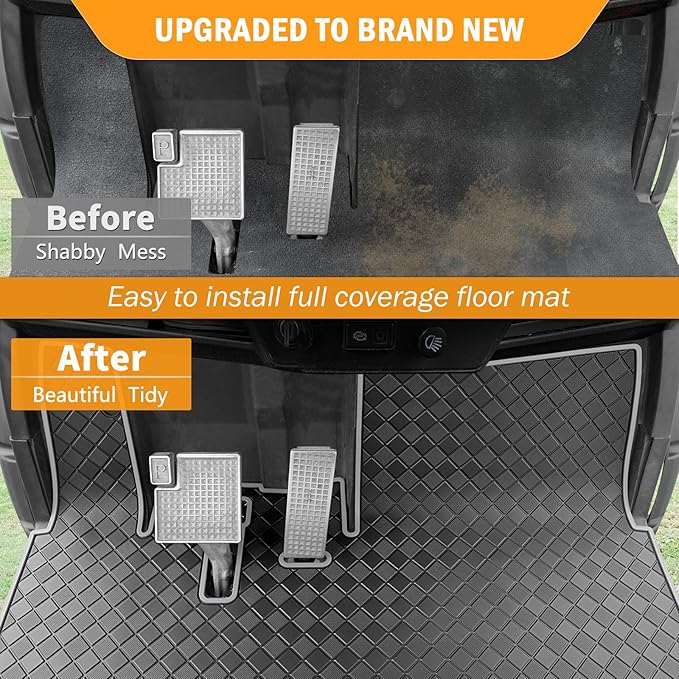 Golf Cart Floor Mat for Yamaha,Customize Non-Slip Full Coverage Liner Matt Replacement Fits to Yamaha G29/Drive, Drive2,Adventurer,QuieTech 2017+,Durable Easy to Clean