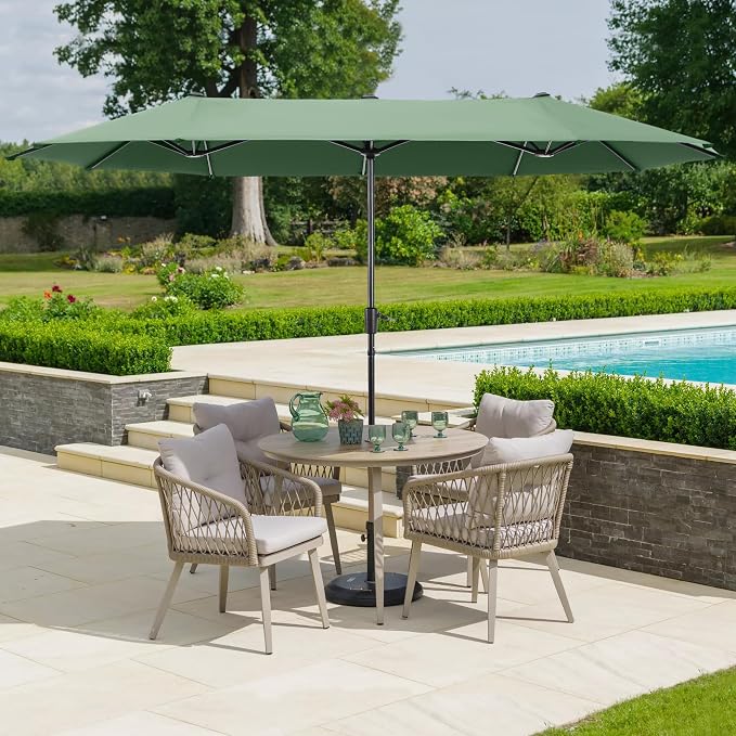 13 ft Large Double-Sided Patio Umbrella, Outdoor Umbrella, Mint | HERA'S PALACE - Image 7