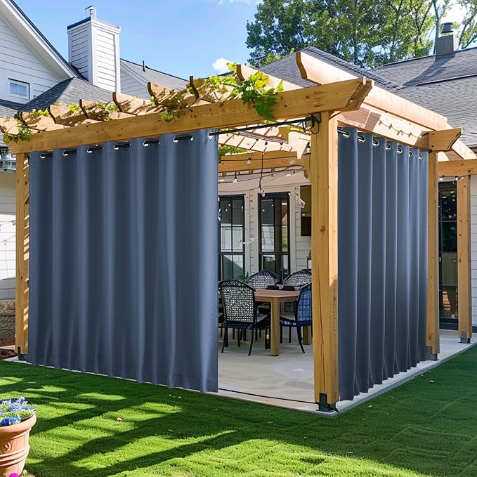 NICETOWN Gazebo Curtains Outdoor Waterproof W100 x L84 in Stone Blue | by NICETOWN