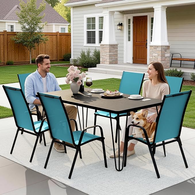 JEAREY Patio Dining Chairs 4 Pack, Outdoor Stackable Dining Furniture Set - Image 6
