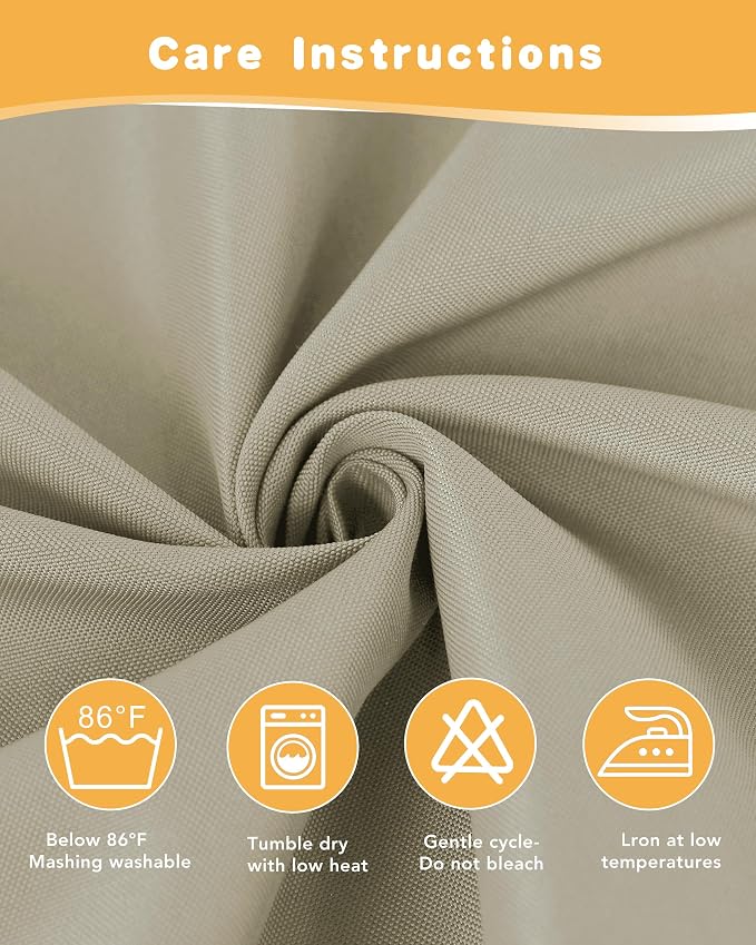 HolidayIdeas Outdoor Curtains for Patio Waterproof 4 Pcs 54x95 Inch Taupe | - Image 7