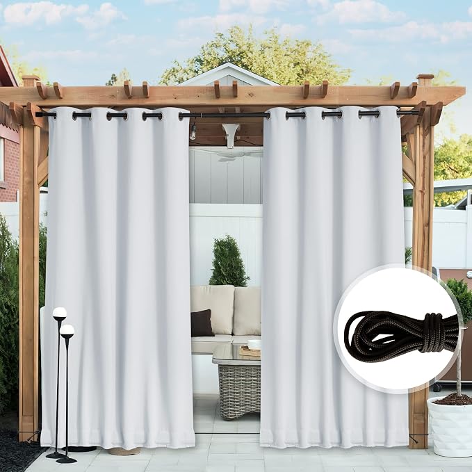 NICETOWN 2 Panels Outdoor Curtains Bottom Fixed - Image 5