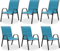 Patio Dining Chairs Set of 6, Stackable Dining Chairs High Back, Breathable by VonzoyHome