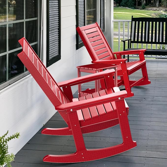 GREENVINES Oversized Outdoor Rocking Chairs Set of 2, HDPE Rocker - Image 9
