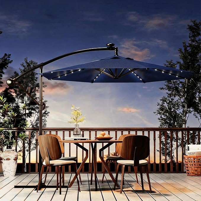 Garvee 10FT Solar Lights Offset Patio Umbrella by Garvee