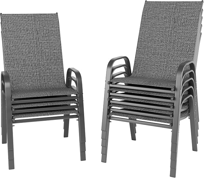 Patio Chairs Set of 8, Stackable Outdoor Dining Chairs Set by Betterhood