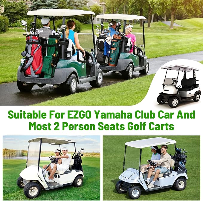 Kaskawise Golf Cart Seat Covers,Universal Golf Cart Seat Towel Blanket with 4 Front Pockets & Nonskid Bottom Fits for EZGO, Yamaha, Club Car DS Precedent and More 2 Person Seats Golf Carts (Brown)