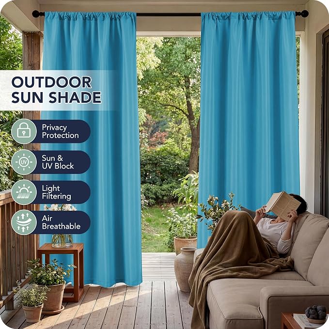 Outdoor Curtains for Patio Waterproof, 8 Panels, Rod Pocket | Weatherproof & - Image 3