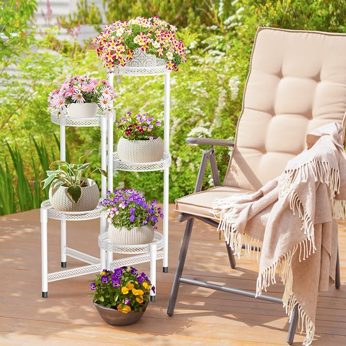 iDavosic.ly Plant Stand Indoor Outdoor, 5 Tier Iron Corner Shelf, Folding Multi - Image 8