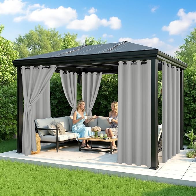 Outdoor Curtains for Patio Waterproof, 6 Drape Panels, Sun Shades | Privacy & - Image 4