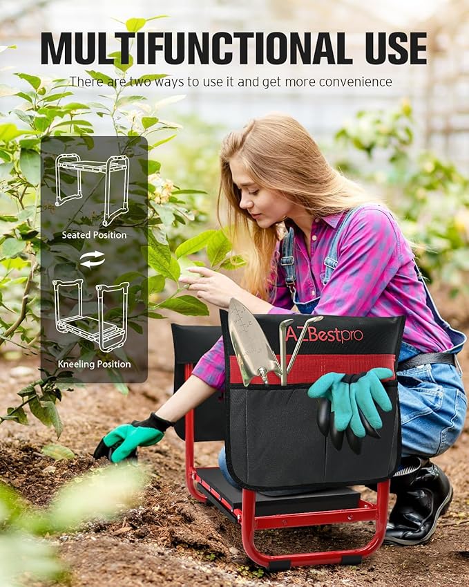 AZBESTPRO Garden Kneeler and Seat Heavy Duty, Upgraded Foldable Gardening Stool - Image 4