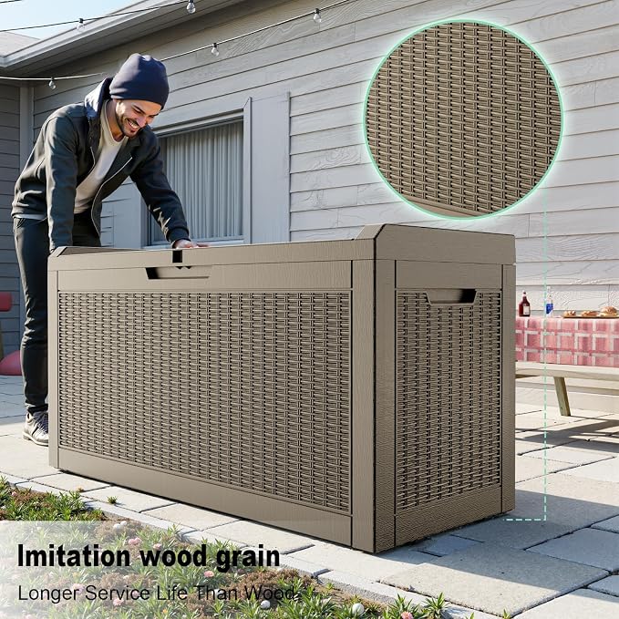 70 Gallon Outdoor Deck Box, Resin Waterproof Storage Box - Image 2