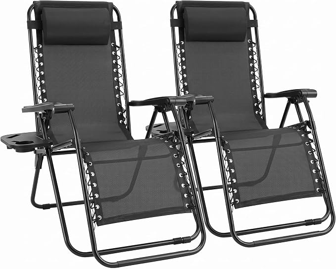 Sweetcrispy Zero Gravity Chairs Set of 2, Outdoor Folding Patio Lounge Chair by Sweetcrispy