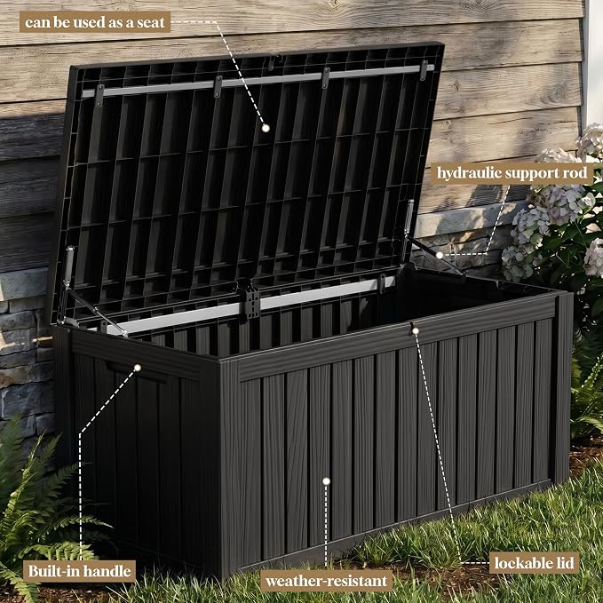 ROJIK 149 Gallon Outdoor Storage Box Waterproof, Weatherproof Deck Boxes - Image 6