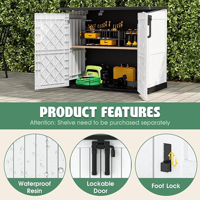 LHBcraft 36 Cu Ft Outdoor Storage Cabinet, Horizontal Resin Storage Shed Box - Image 3