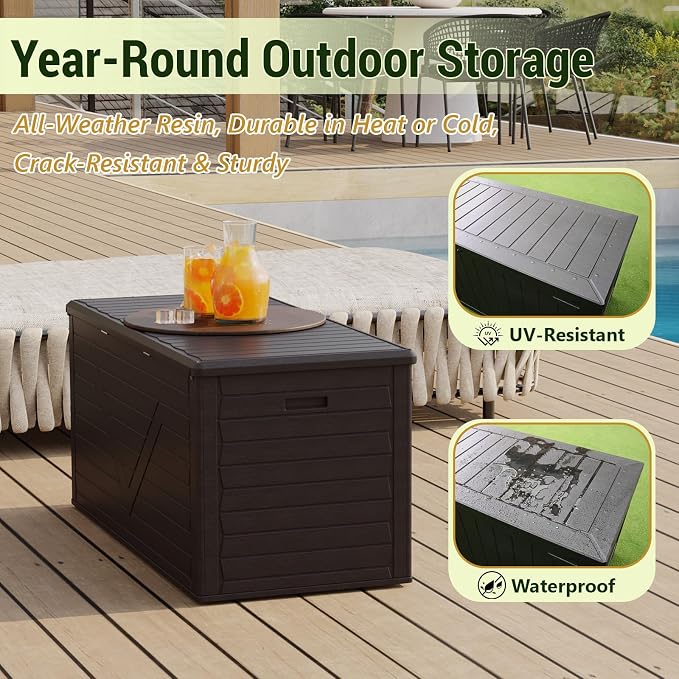 Outdoor Storage Box, 260 Gallon Deck Box Outdoor Storage Bench Outside - Image 4
