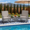DECMICO 3 Piece Outdoor Rocking Chair Set, Wicker Bistro Furniture | Washable by DECMICO