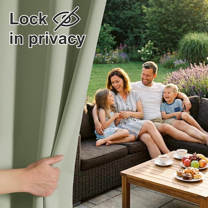 RYB HOME Outdoor Curtains for Patio Waterproof Privacy Thermal Insulated | - Image 3