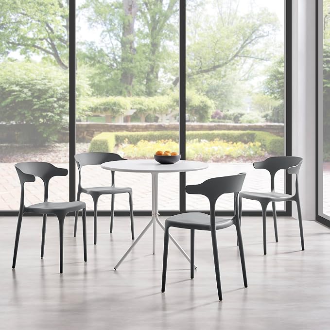 Modern Stackable Dining Chair Set, No Assembly, Plastic Chair, Patio Chair - Image 4
