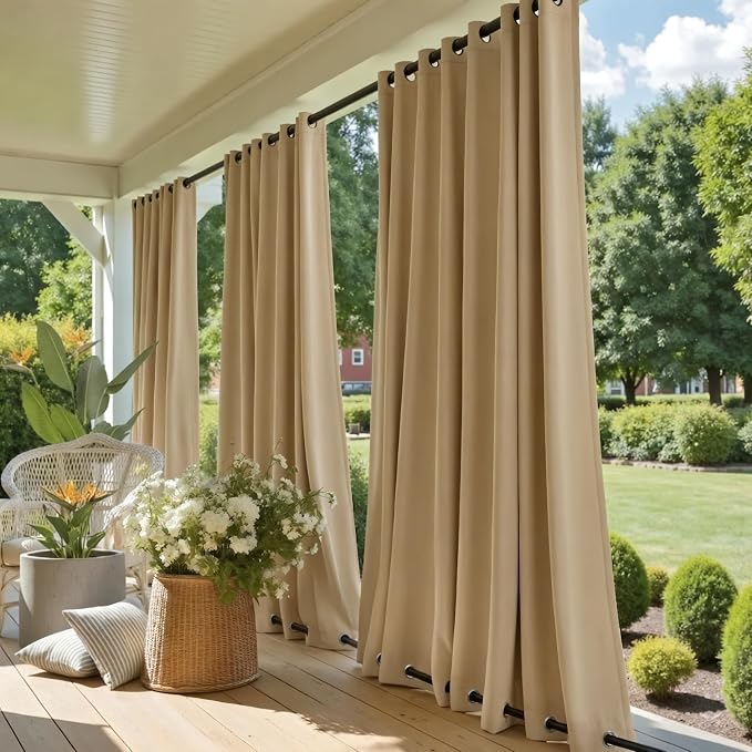 NICETOWN Outdoor Curtain for Patio Waterproof, Sunlight Block Rustproof Grommet by NICETOWN