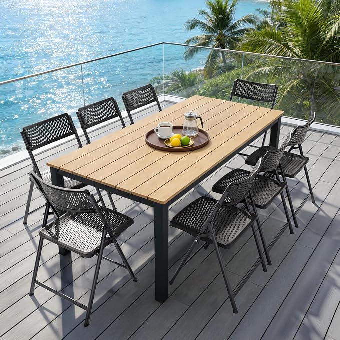 Black Folding Chairs 4-Pack, Breathable Plastic - Image 6