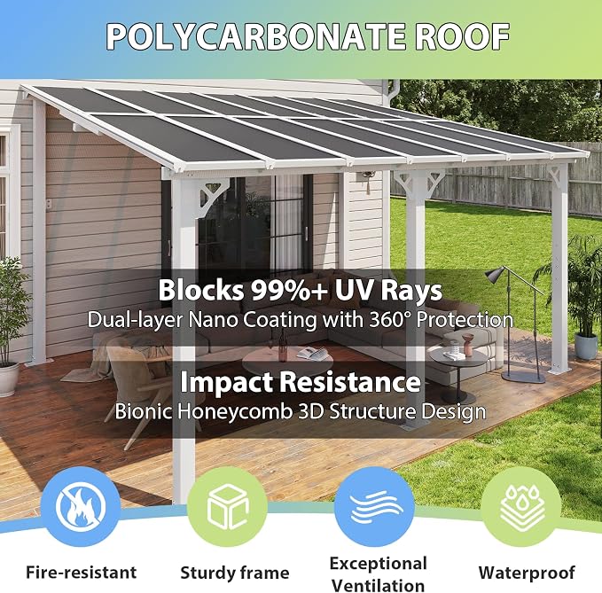 Aoxun 14’x10’ Gazebo with Aluminum Frame & Polycarbonate Panel, Outdoor Patio - Image 7