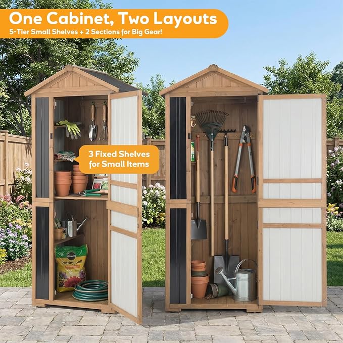 Outdoor Storage Cabinet, Extra-Tall Shed - Image 3