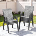 Outdoor Patio Chairs Set of 8 Stackable Dining Chairs All-Weather Textilene by CHINNLUU