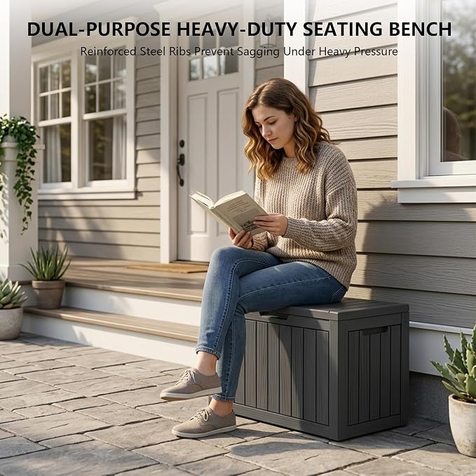 Outdoor Storage Box, 50 Gallon Waterproof Deck Box, Snap-Together Storage Bin - Image 6