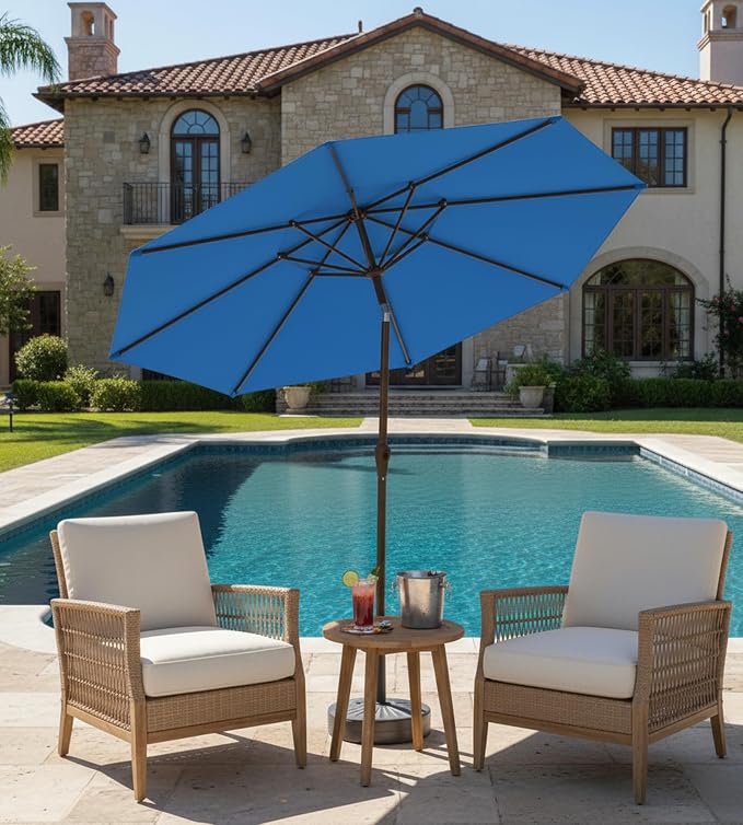 9FT Auto-Tilt Patio Umbrella|Outdoor Market Table Umbrella - Image 6