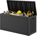 Outdoor Storage Box, 75 Gallon Resin Deck Boxes Outdoor Waterproof by WTFGO